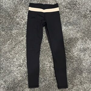 Zyia Active Black Leggings with Blush Pink Waistband Size 4